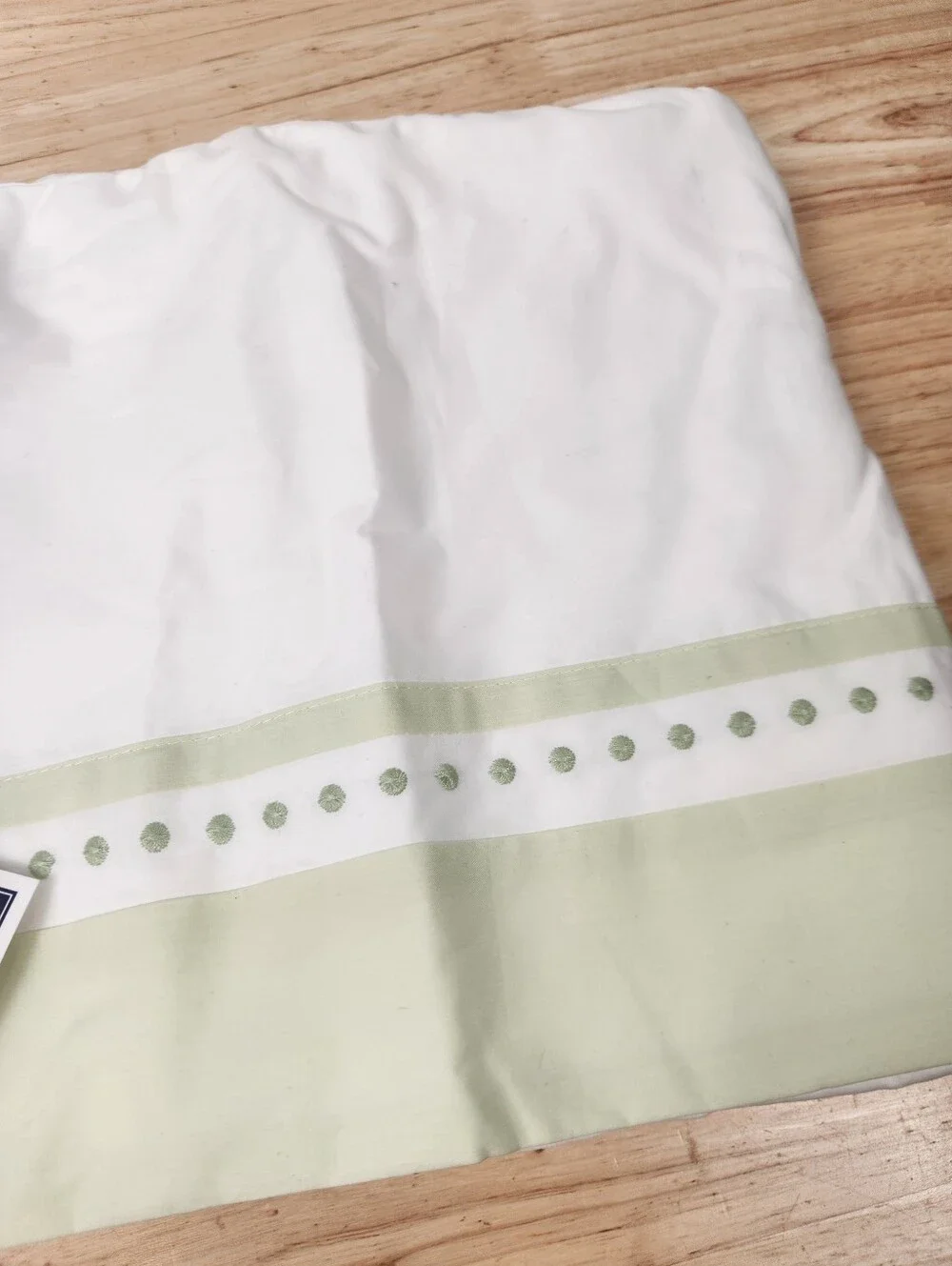 Pottery Barn Kids Sage Green White Crib Bed Skirt 28